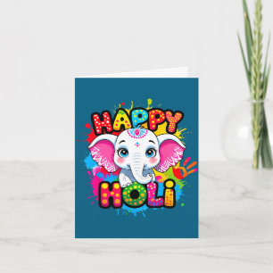 Tarjeta Feliz holi niños niños pequeños niña india hindú c