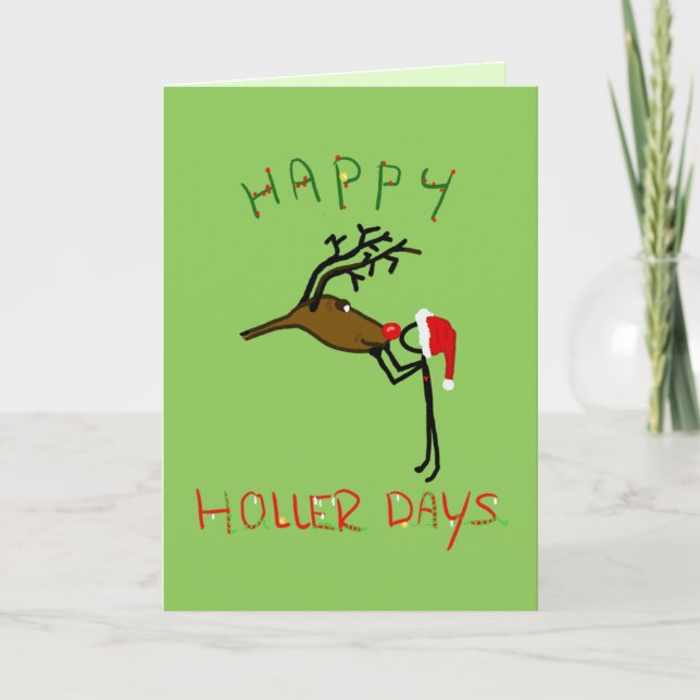 Tarjeta Feliz Hollerdays 4 - besar a un reno. (Anverso)
