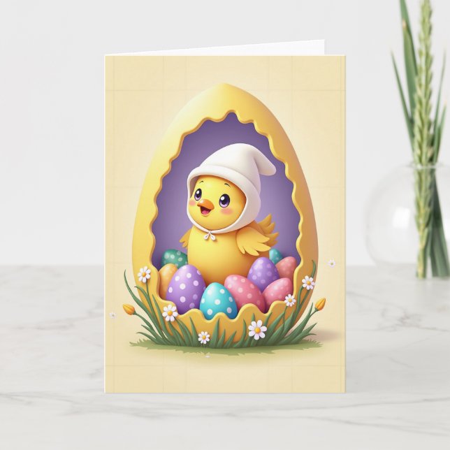 Tarjeta Feliz Huevo de Primavera Emergente (Anverso)
