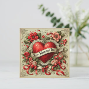 Tarjeta Feliz ilustracion decorativo de San Valentín