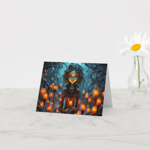 Tarjeta Feliz Ilustracion gótico de brujas de Halloween