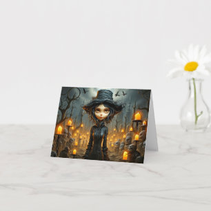 Tarjeta Feliz Ilustracion gótico de brujas de Halloween