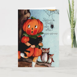 Tarjeta Feliz Ilustracion Vintage de Halloween