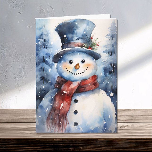 Tarjeta Feliz invierno a Navidades de la familia Snowman (Subido por el creador)