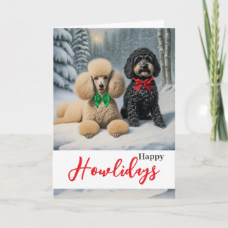 Tarjeta Feliz invierno de Howlidays con Poodle y Schnoodle