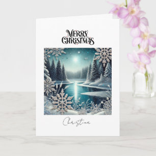 Tarjeta Feliz invierno navideño maravilla nevada