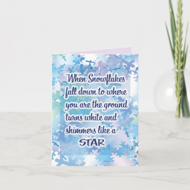 Tarjeta Feliz invierno - Poema de copo de nieve (Anverso)