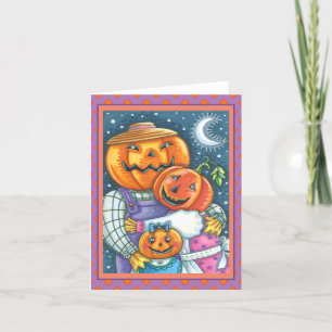 TARJETA FELIZ JACK O LANTERN FAMILIA, COLORIDO Y CUTO EN B