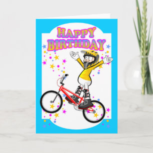 Tarjeta Feliz jinete del cumpleaños, valiente y extremo de