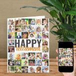 Tarjeta Feliz Jubilación 40 Collage de fotos Pic Personali<br><div class="desc">Tarjeta de retiro grande con mensaje personalizado y collage de fotos. El diseño está escrito en una tipografía de gran tamaño y escritura de pincel. También puede personalizar el mensaje en el interior. Carga tus imágenes (trabajando en filas de izquierda a derecha, de arriba a abajo) y éstas se mostrarán...</div>