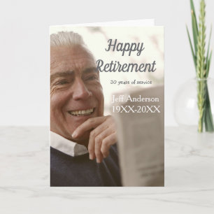 Tarjeta Feliz jubilación agregar nombre foto años de servi