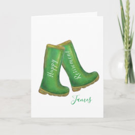 Tarjeta Feliz Jubilación de la jardinería verde bien bota