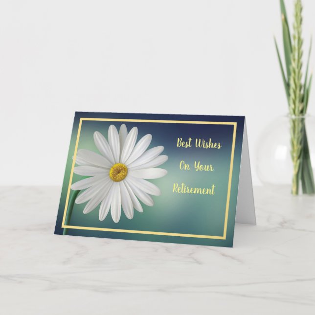 Tarjeta Feliz Jubilación Deseos de Daisy Blanco Elegante (Anverso)