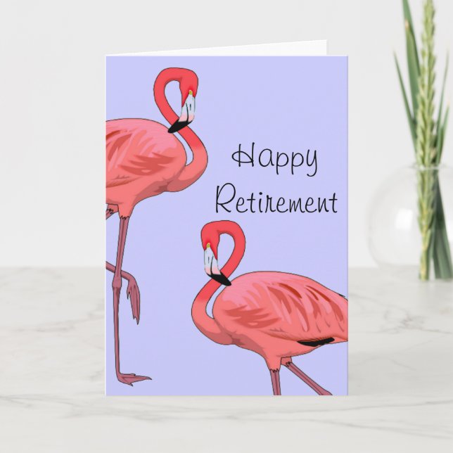 Tarjeta Feliz Jubilación Flamingos Estilo Vintage (Anverso)