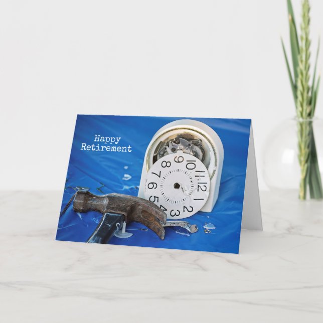 Tarjeta Feliz Jubilación Reloj de alarma roto (Anverso)