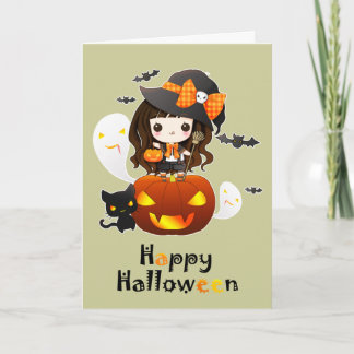 Tarjeta Feliz Kawaii Halloween