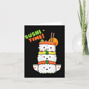 Tarjeta Feliz Kawaii Sushi y Sol Preparado para el Verano
