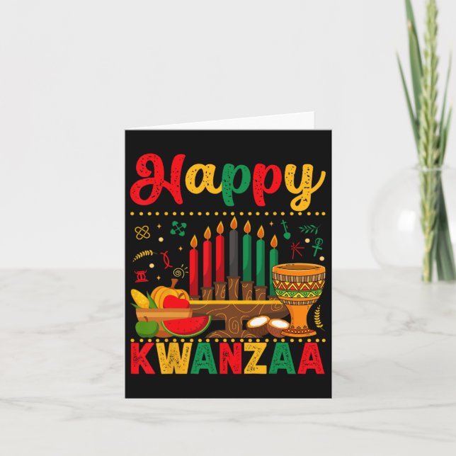 Tarjeta Feliz Kwanzaa Hombres Mujeres Kwanzaa Kinara Vela  (Anverso)