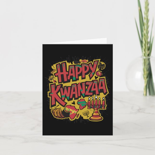 Tarjeta Feliz Kwanzaa Kinara Siete Velas Principios De K (Anverso)