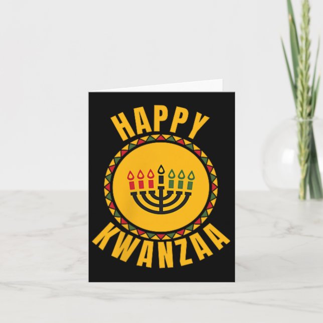 Tarjeta Feliz Kwanzaa Kinara-siete Velas Principios De K (Anverso)