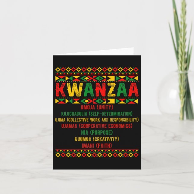 Tarjeta Feliz Kwanzaa Pajama Kinara Principios de velas Pa (Anverso)
