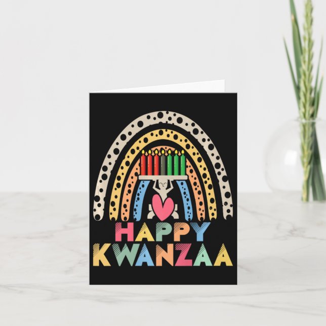 Tarjeta Feliz Kwanzaa Rainbow African American Harves (Anverso)