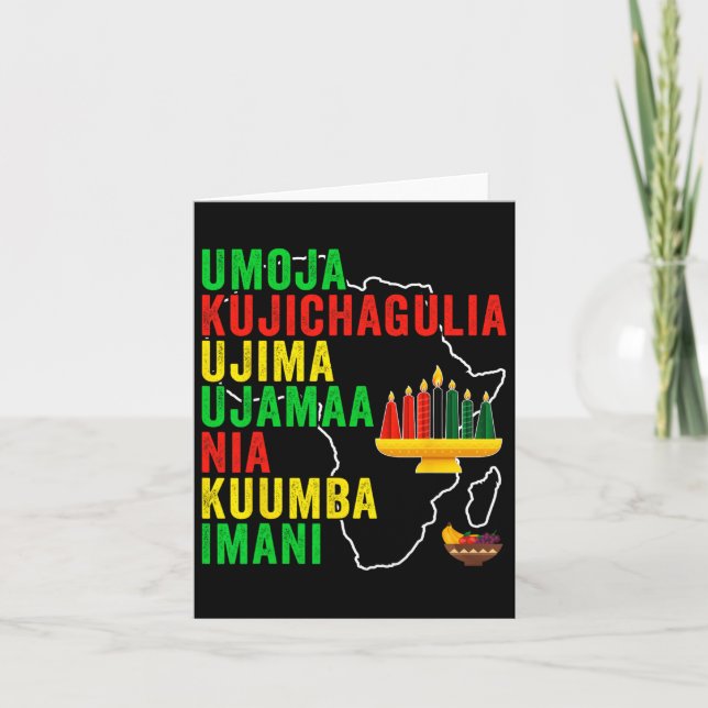 Tarjeta Feliz Kwanzaa Siete Principios De Kwanzaa Hombres  (Anverso)