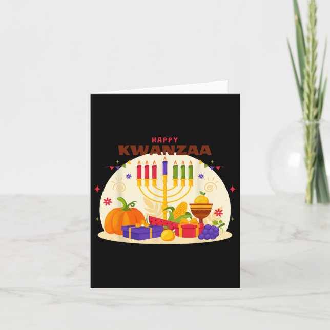 Tarjeta Feliz Kwanzaa Siete Principios De Kwanzaa Kinara M (Anverso)