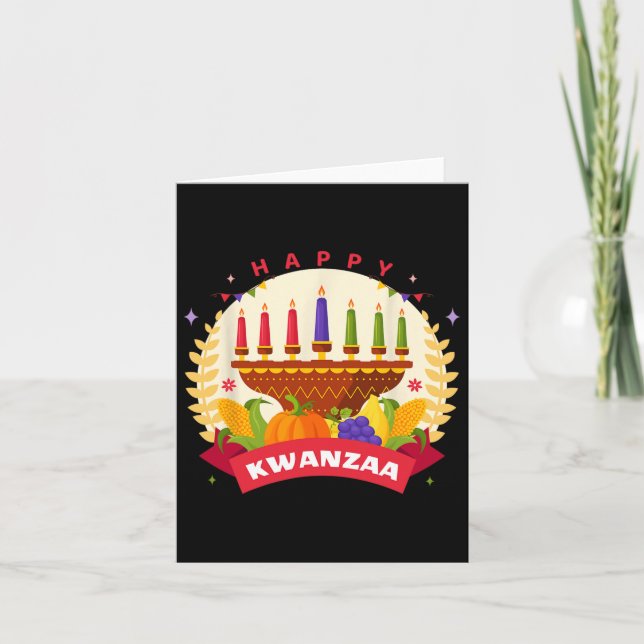 Tarjeta Feliz Kwanzaa Siete Principios De Kwanzaa Kinara M (Anverso)