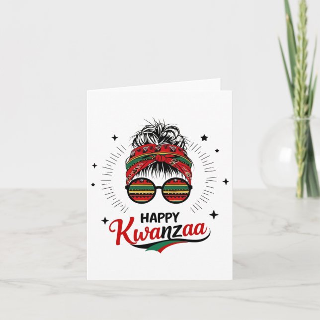Tarjeta Feliz Kwanzaa Siete Principios De Kwanzaa Moño Des (Anverso)