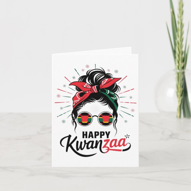 Tarjeta Feliz Kwanzaa Siete Principios De Kwanzaa Moño Des (Anverso)