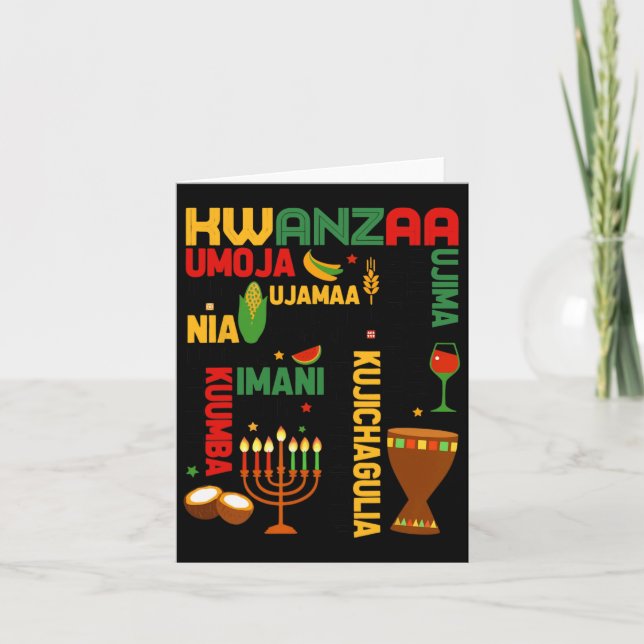 Tarjeta Feliz Kwanzaa Siete Principios Hombres Niños Diver (Anverso)