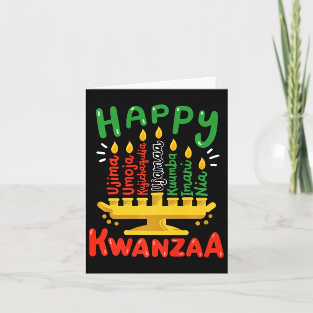 Tarjeta Feliz Kwanzaa Siete Principios Kinara Velas Hombre (Anverso)