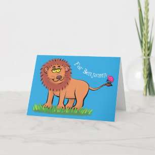 Tarjeta Feliz león con el ilustracion personalizado maripo