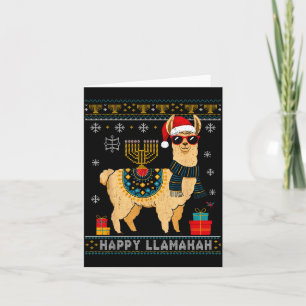 Tarjeta Feliz Llamakah divertido feo suéter de Hanukkah Ll