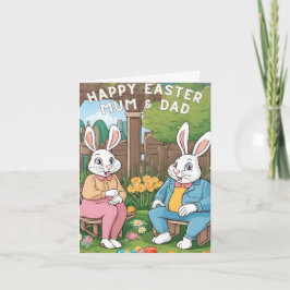 Tarjeta Feliz Mamá de Pascua y papá