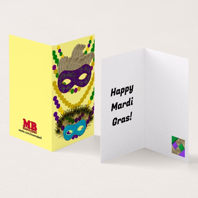 Tarjeta Feliz Mardi Gras (Interior y exterior)