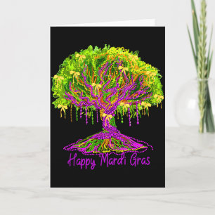 Tarjeta Feliz Mardi Gras 2026 Árbol de Cuentas Nueva Orlea