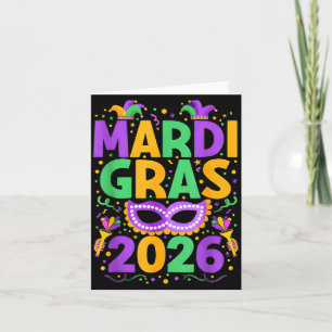Tarjeta Feliz Mardi Gras 2026 Disfraz Nueva Orleans Combin