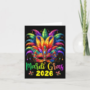 Tarjeta Feliz Mardi Gras 2026 Sombrero de Bufón Nueva Orle
