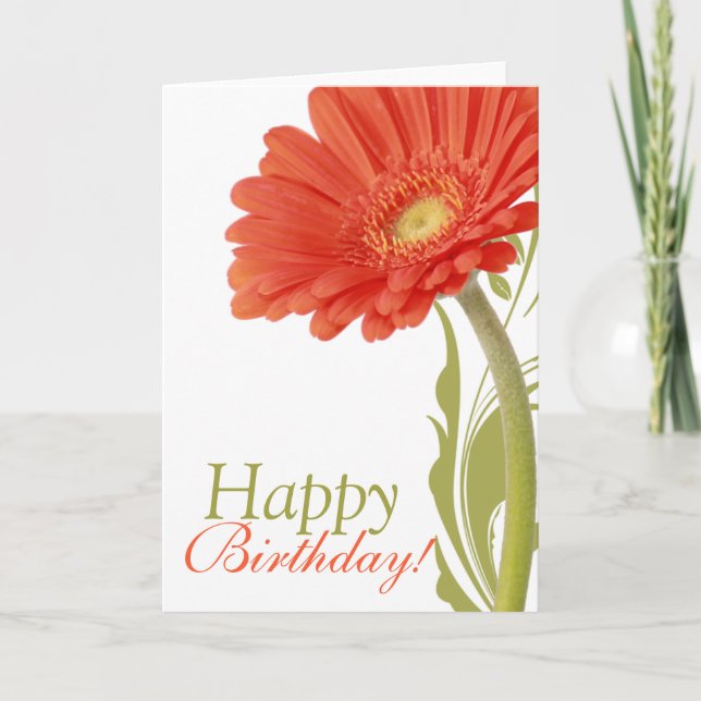 Tarjeta Feliz margarita anaranjada del Gerbera del (Anverso)