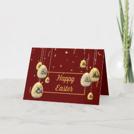 Tarjeta Feliz Maroon de Pascua y el saludo de los huevos d