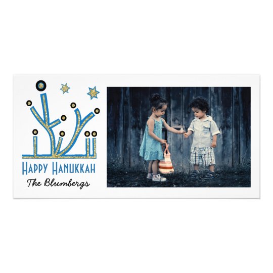 Tarjeta feliz "Menorah Bling " de Jánuca del día