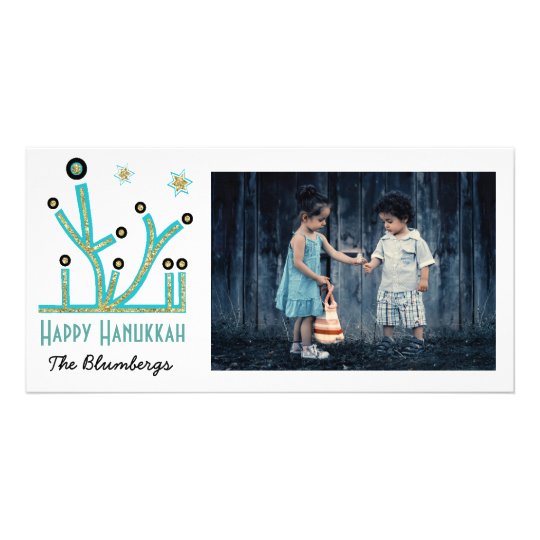 Tarjeta feliz "Menorah Bling " de Jánuca del día