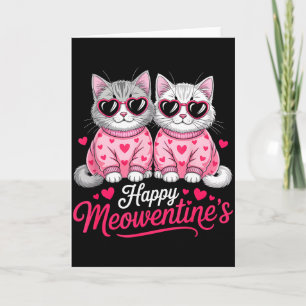 Tarjeta Feliz Meowentine Cumpleaños Romántico Pareja de Ga