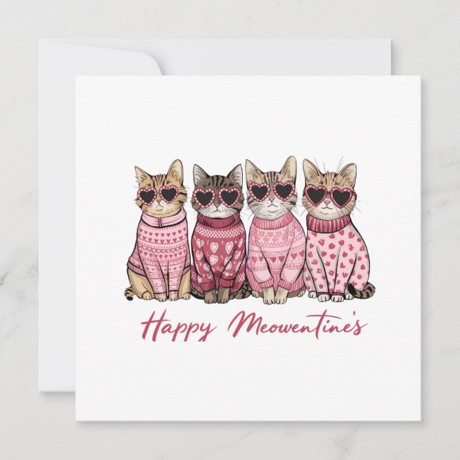 Tarjeta Feliz Meowentines Día de San Valentín (Anverso)