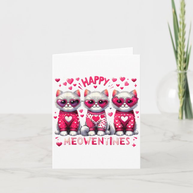 Tarjeta Feliz Meowentines Gatitos Lindos de San Valentín A (Anverso)