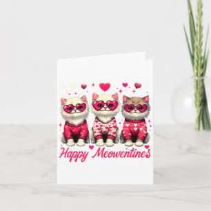 Tarjeta Feliz Meowentines Lindos Gatos de San Valentín Amo