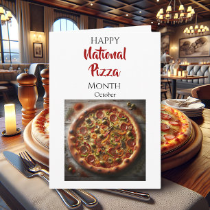 Tarjeta Feliz Mes Nacional de la Pizza es octubre