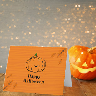 Tarjeta Feliz Naranja de Calabaza Cuta de Halloween
